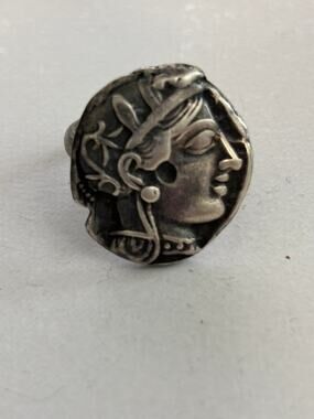 Sterling Silver Athena Head Ring READ